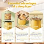 Deep Frying Pot with Strainer Basket 3L – Non-Stick Oil Separator Fryer Pot with Lid | Tempura Chicken French Fries Fish Frying Cookware - Image 4