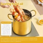 Deep Frying Pot with Strainer Basket 3L – Non-Stick Oil Separator Fryer Pot with Lid | Tempura Chicken French Fries Fish Frying Cookware - Image 3