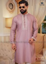 Luxury Embroidery Men’s Panjabi – Pink
