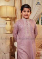 Father & Son Luxury Embroidery Panjabi – Pink - Image 2
