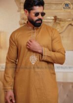 Love Signature Men’s Panjabi – Golden - Image 2