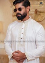 Father & Son Luxury Embroidery Panjabi – White - Image 3