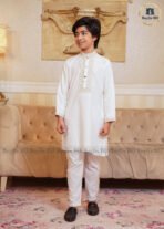 Kids Luxury Embroidery Panjabi –White - Image 2