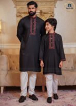 Father & Son Luxury Embroidery Panjabi – Black