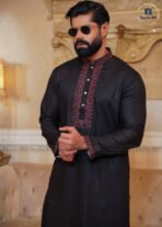 Luxury Embroidery Men’s Panjabi – Black