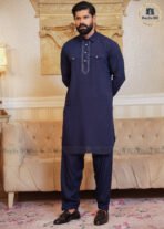 Sultan Men’s Embroidery Kabli Set – Deep Blue