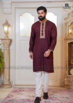 Luxury Sequence Men’s Panjabi – Coffee