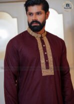 Luxury Sequence Men’s Panjabi – Coffee - Image 2