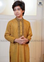 Father & Son Party Sequence Panjabi – Golden - Image 2