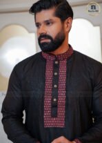 Father & Son Party Sequence Panjabi – Black - Image 3