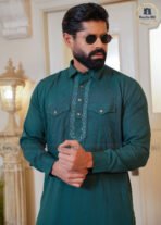 Sultan Men’s Embroidery Kabli Set – Green - Image 3