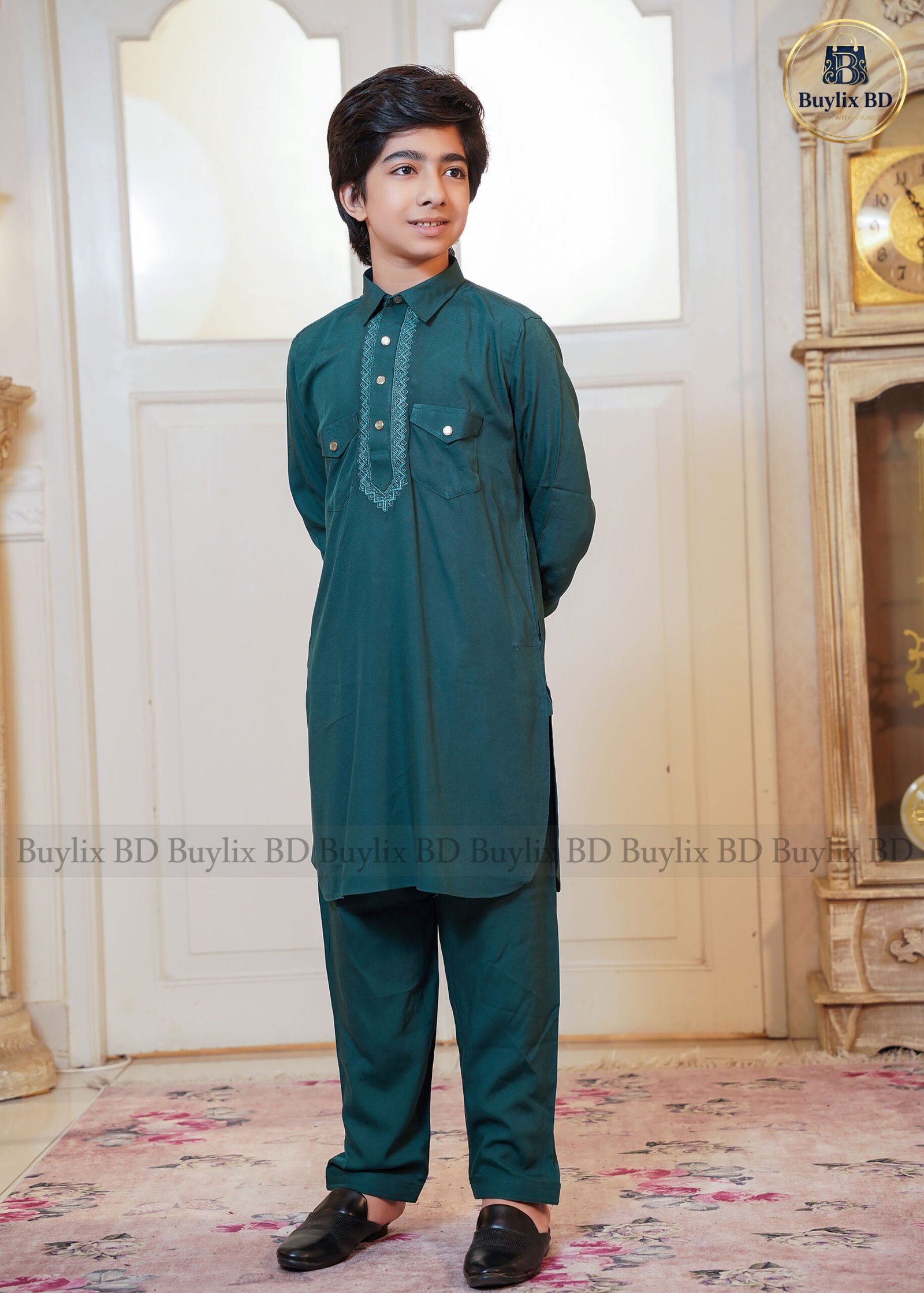 DSC04011 Kids Sultan Kabli Set – Green - Image 1