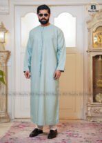 Premium AC Cotton Moroccan Style Jubba for Men | Elegant & Comfortable - Mint Green