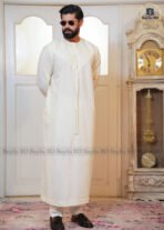 Premium AC Cotton Moroccan Style Jubba for Men | Elegant & Comfortable - Ivory Cream