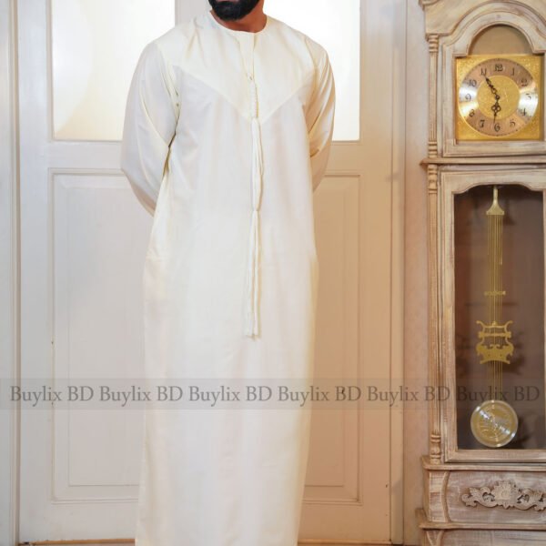 Premium AC Cotton Moroccan Style Jubba for Men | Elegant & Comfortable - Ivory Cream