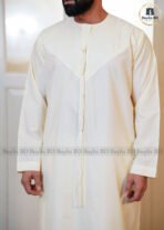 Premium AC Cotton Moroccan Style Jubba for Men | Elegant & Comfortable - Ivory Cream - Image 2