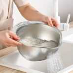 Stainless Steel Rice Washing Bowl - Image 2