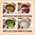 Stainless Steel Rice Washing Bowl - Image 6
