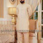 New Cotton Embroidered Kabli Set – Biscuit