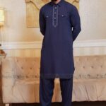 Sultan Men’s Embroidery Kabli Set – Deep Blue