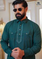 Sultan Men’s Embroidery Kabli Set – Green - Image 2