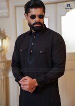 Sultan Men’s Embroidery Kabli Set – Black - Image 2