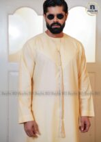 Premium AC Cotton Moroccan Style Jubba for Men | Elegant & Comfortable - Butter Cream - Image 2