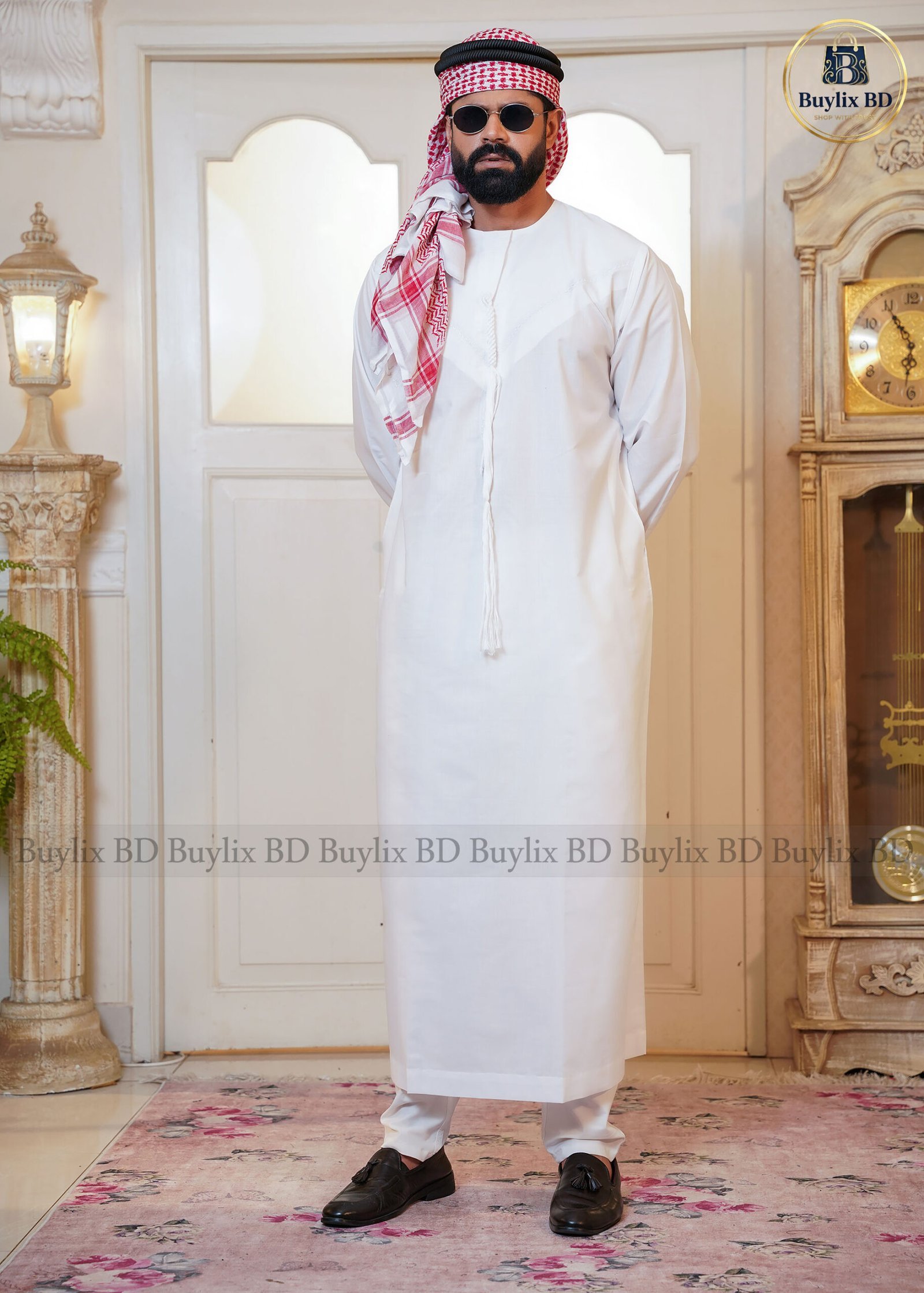 DSC04154-scaled-1.jpg Premium AC Cotton Moroccan Style Jubba for Men | Elegant & Comfortable - Classic White - Image 1