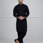 Exclusive Men’s Embroidered Kabli Set – Black