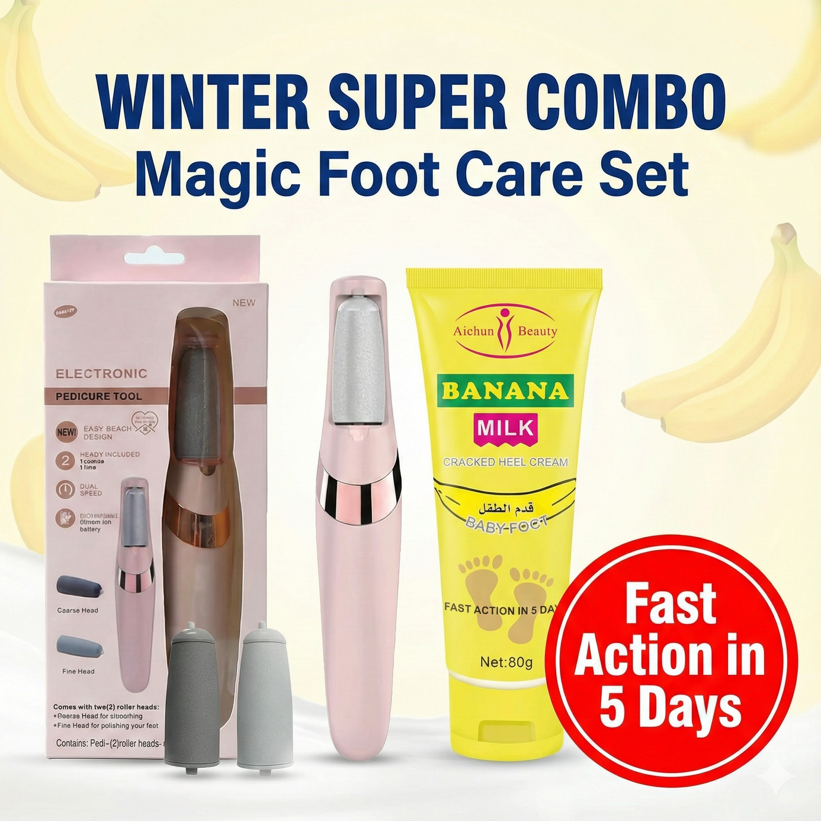 Gemini_Generated_Image_fuesbbfuesbbfues.png Ultimate Foot Care Combo (Rechargeable Callus Remover + Banana Milk Cream) - Image 1