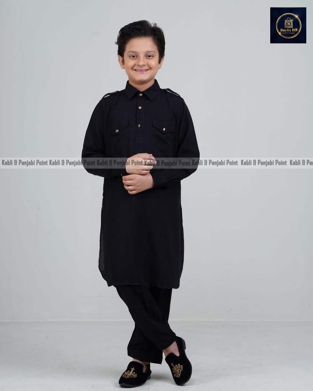 Traditional-kids-kabli-–-Black.jpg Traditional Kids Kabli Set – Black - Image 1